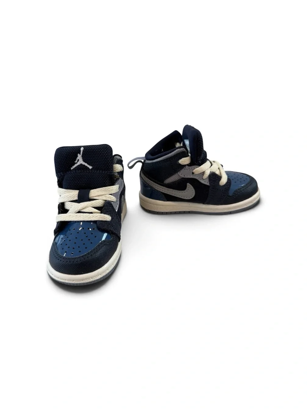 NIKE Air Jordan Kids Navy and Gray High-Top Sneakers